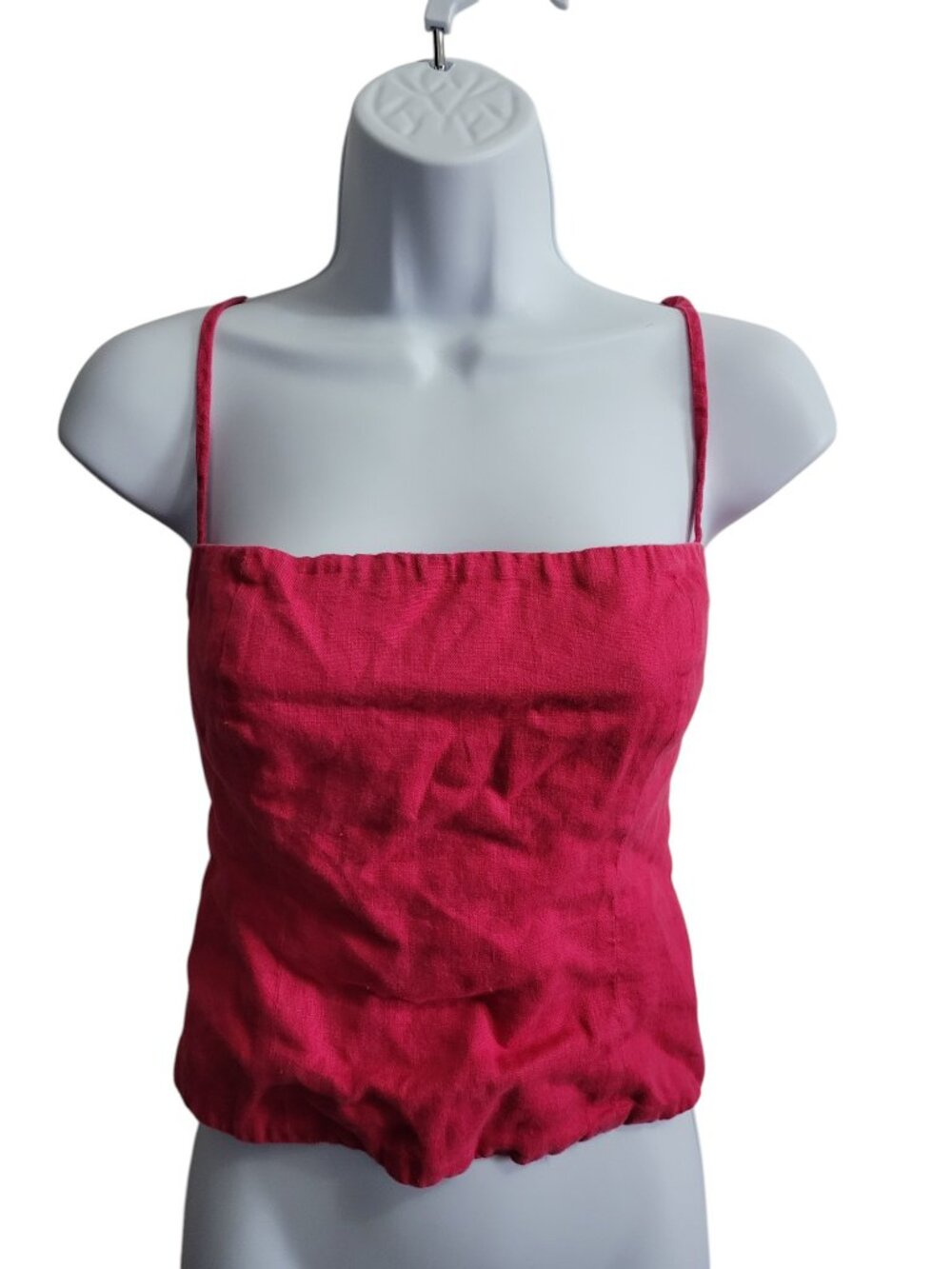 Reformation Linen Square Neckline Crop Top Size 4 Smocked - Picture 3 of 8